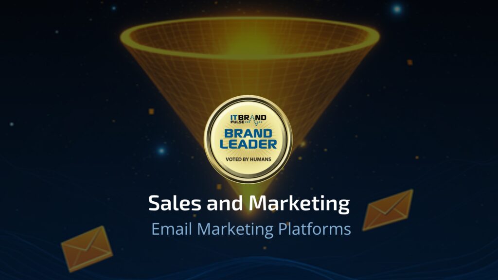 IT Brand Pulse Email Marketing Platforms Brand Leader Report showing Mailchimp as market leader